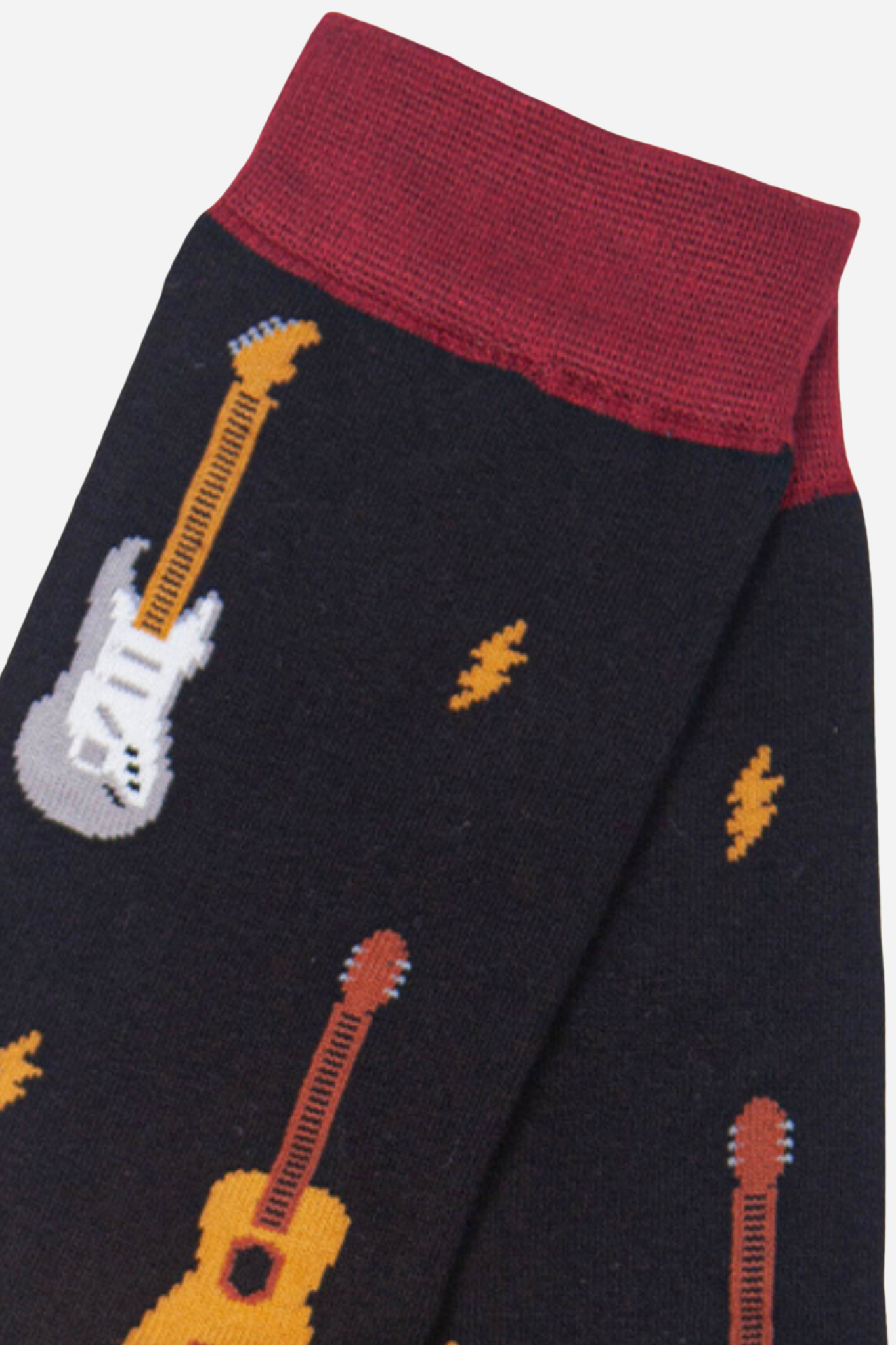 Black Men's Mixed Guitar Print Bamboo Socks