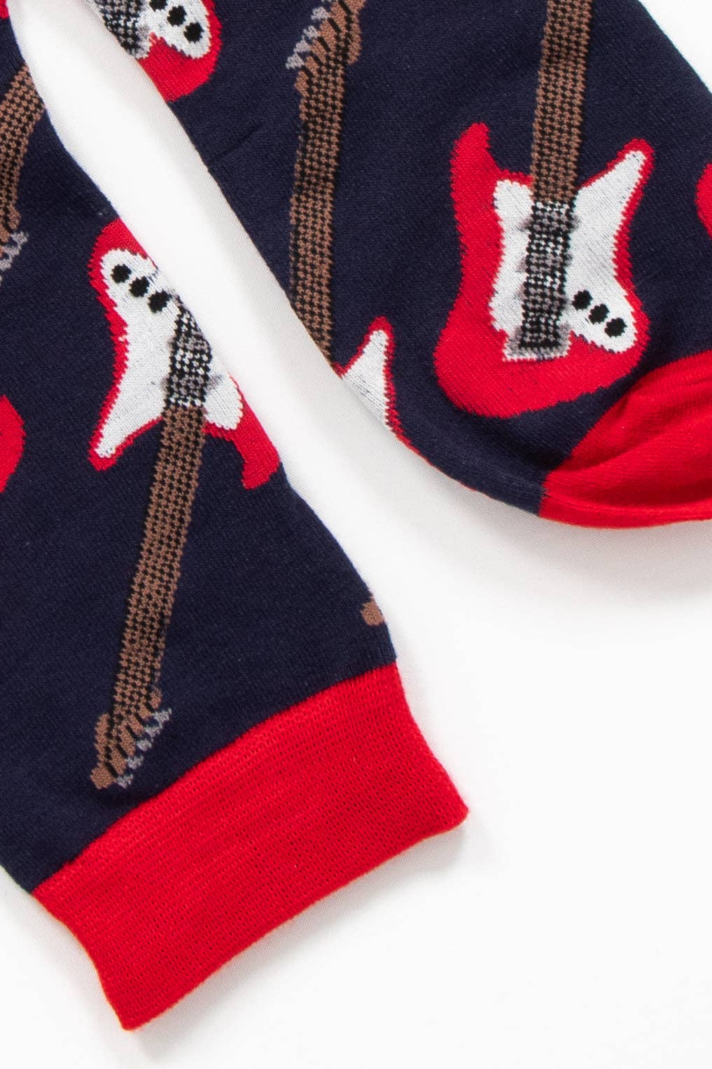 Men's Bamboo Socks- Blue/Red, Guitars