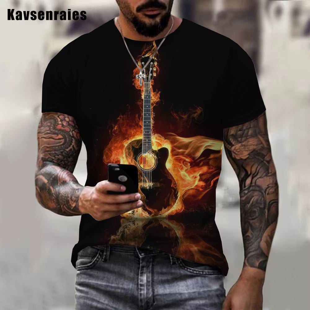 Guitar Flame T-Shirt (Various)