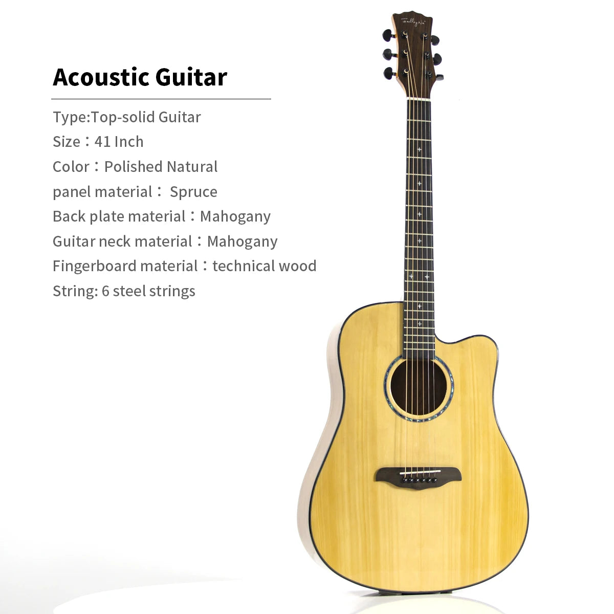 High Quality 36/40/41-Inch Acoustic Guitar Spruce-Sawn Solid Wood Folk-Style Qlossy Wholesale Price High Quality Guitar-10
