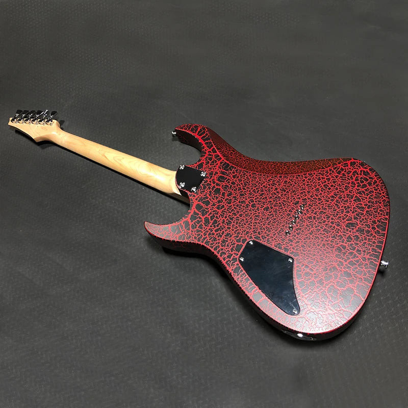 Custom OEM High Quality Cool Shaped Cheap Solid Body Unbranded Metal Rock 6 String Crackle Electric Guitar-4