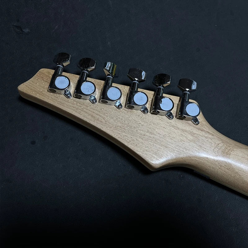 China OEM Custom Cheap Solo Solid Wood  6 Strings Flamed Maple Double Locking 24 Frets HSH Electric Guitar-5