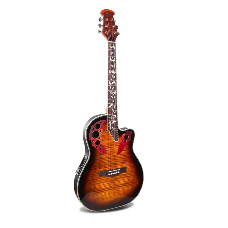 41-Inch Professional Classical Acoustic Electric Guitar Solid Top Rosewood Turtleback ABS Spruce Gloss Grape Hole Players-5