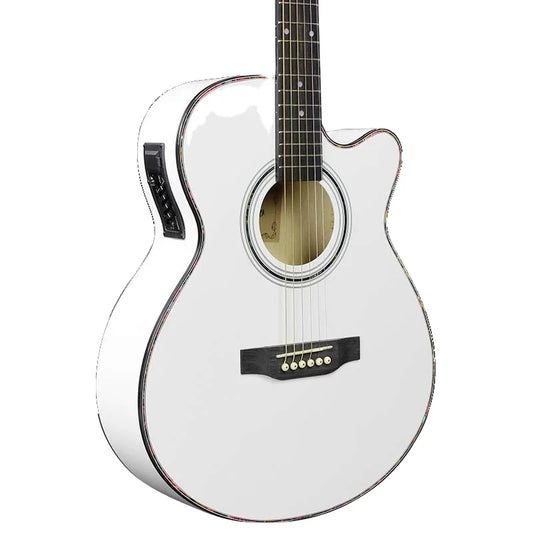 China Guitar 40 Inch White Acoustic Guitar with 4 Band Pickup-0