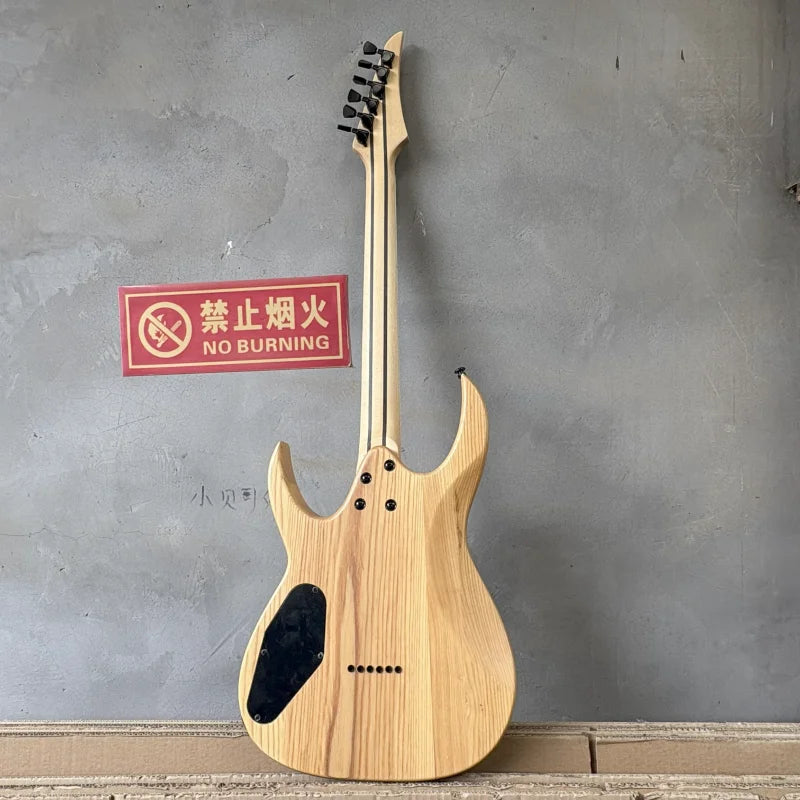 High Quality Custom OEM Cool  Ash Body Poplar Burl Unbranded 24 Frets Metal Rock 6 String Electric Guitar-4
