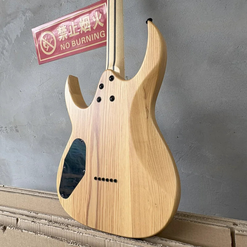High Quality Custom OEM Cool  Ash Body Poplar Burl Unbranded 24 Frets Metal Rock 6 String Electric Guitar-5