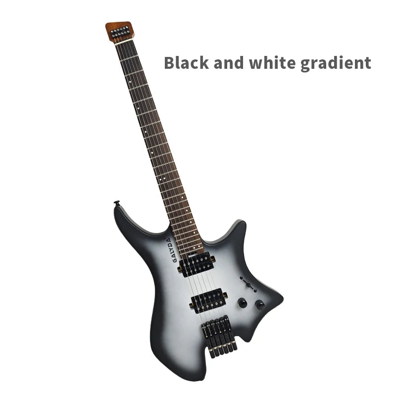 GALYDA Factory Custom Logo Portable and Lightweight 6 String Headless Electric Guitar for Rock Metal Players-6