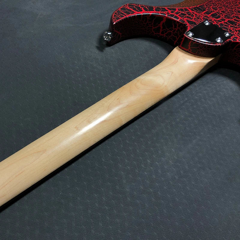 Custom OEM High Quality Cool Shaped Cheap Solid Body Unbranded Metal Rock 6 String Crackle Electric Guitar-5