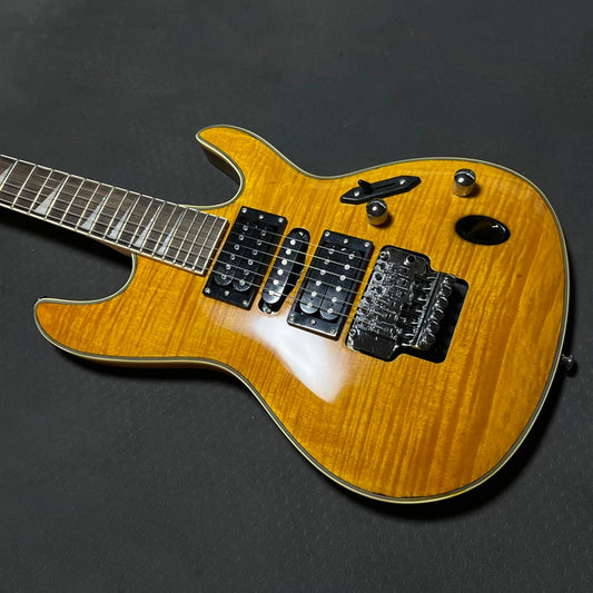 China OEM Custom Cheap Solo Solid Wood  6 Strings Flamed Maple Double Locking 24 Frets HSH Electric Guitar-0
