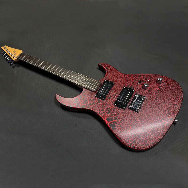 Custom OEM High Quality Cool Shaped Cheap Solid Body Unbranded Metal Rock 6 String Crackle Electric Guitar-2