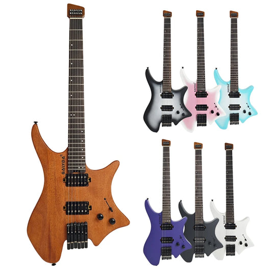GALYDA Factory Custom Logo Portable and Lightweight 6 String Headless Electric Guitar for Rock Metal Players-0