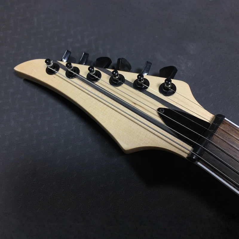 China Wholesale Custom  OEM Cheap Price Solo Ash Body Poplar Burl Top Maple Neck Metal Electric Guitar-4
