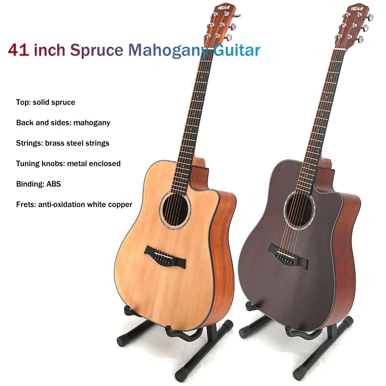 High Quality Spruce Mahogany Solid Body Acoustic Guitar  41 Inch Guitar-1