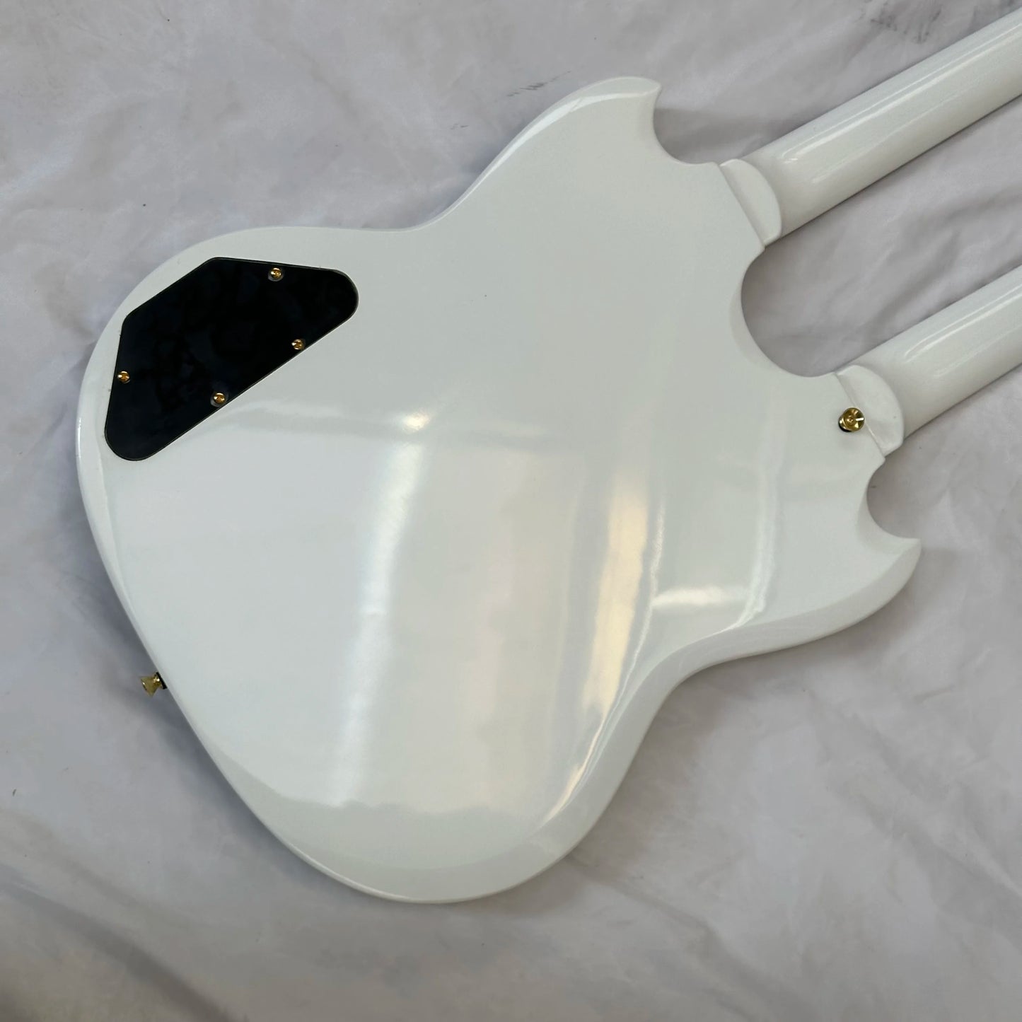 Minyu G-Brand White&Red Electric Guitar With 12+6 Strings Double Neck and Gold Hardware Free Shipping-3