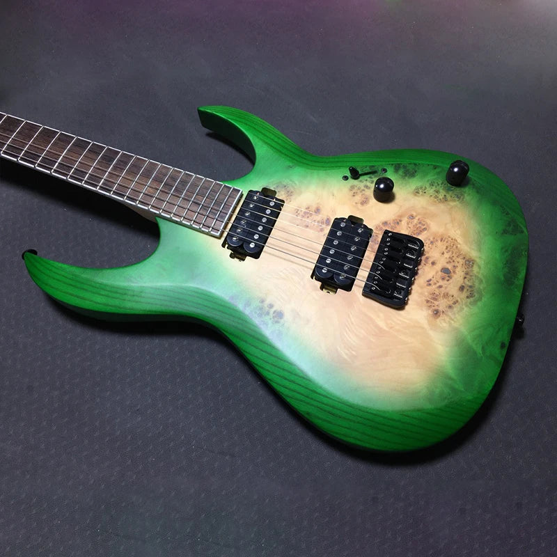 China Wholesale Custom  OEM Cheap Price Solo Ash Body Poplar Burl Top Maple Neck Metal Electric Guitar-7