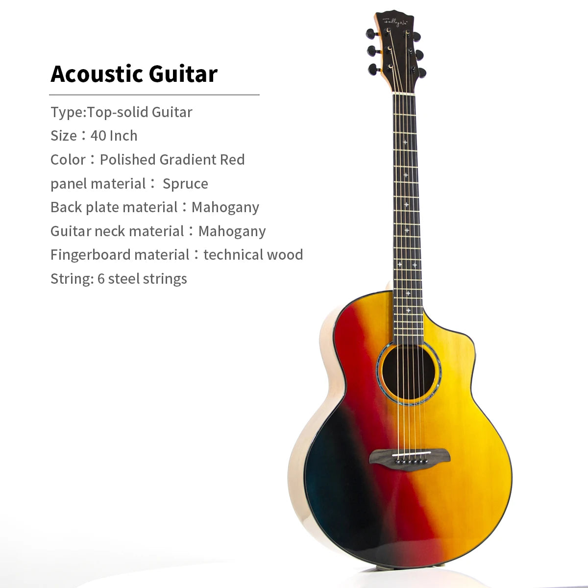 High Quality 36/40/41-Inch Acoustic Guitar Spruce-Sawn Solid Wood Folk-Style Qlossy Wholesale Price High Quality Guitar-14