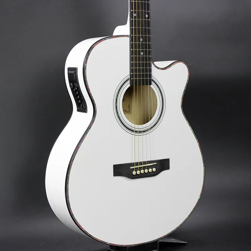 China Guitar 40 Inch White Acoustic Guitar with 4 Band Pickup-8