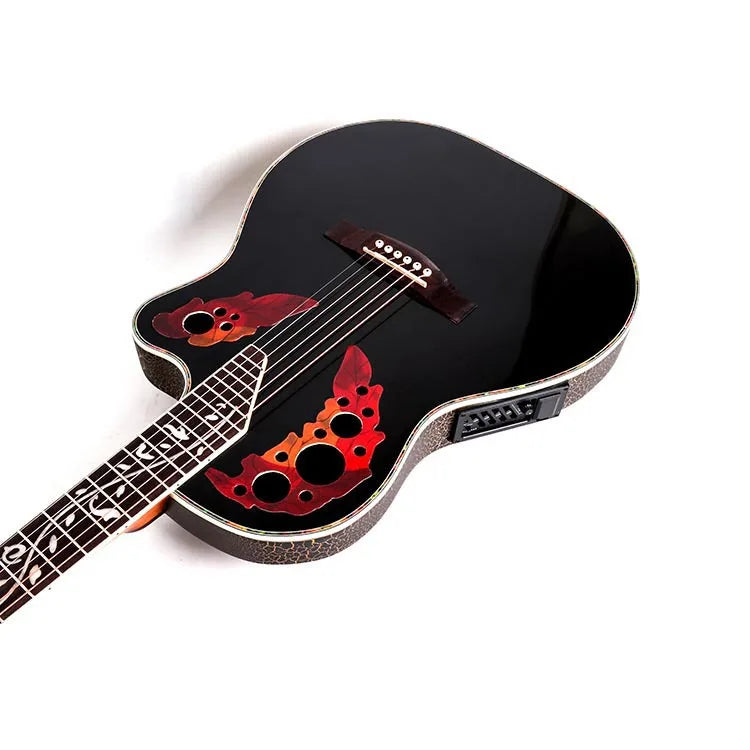 41-Inch Professional Classical Acoustic Electric Guitar Solid Top Rosewood Turtleback ABS Spruce Gloss Grape Hole Players-4