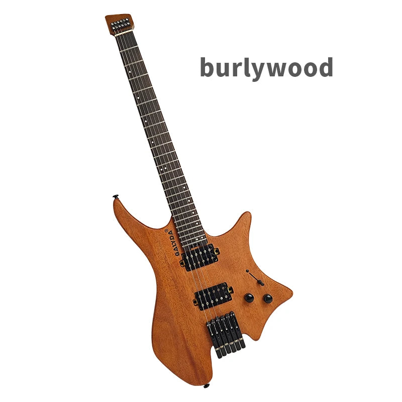 GALYDA Factory Custom Logo Portable and Lightweight 6 String Headless Electric Guitar for Rock Metal Players-10