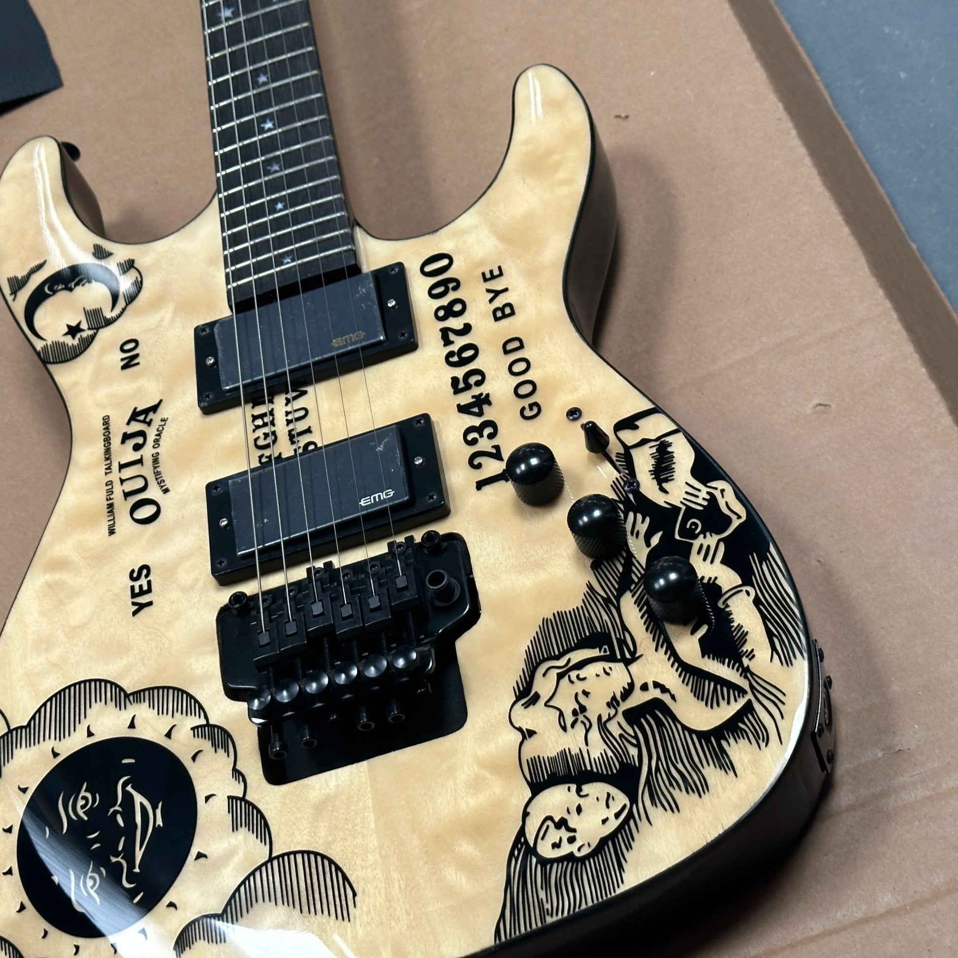 Yellow Kirk Ouja Electric Guitar Solid Wood Ne 6 String Custom Humbucker Pickup Fast Ship Electric Guitar-6