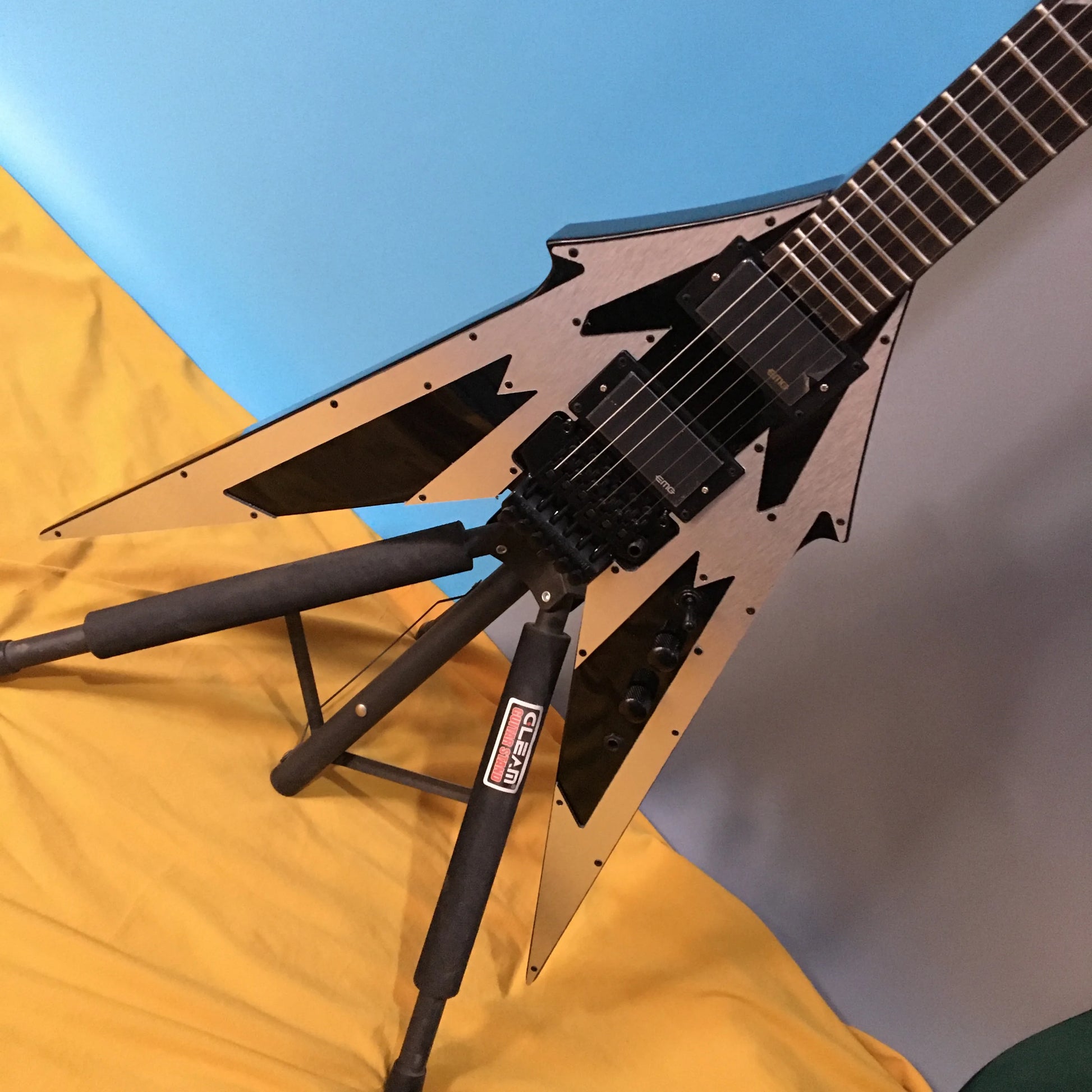 Special Custom Fly V-Shape Electric Guitar Gray Color Solid Wood HH  Hardware Fast Shipping-6