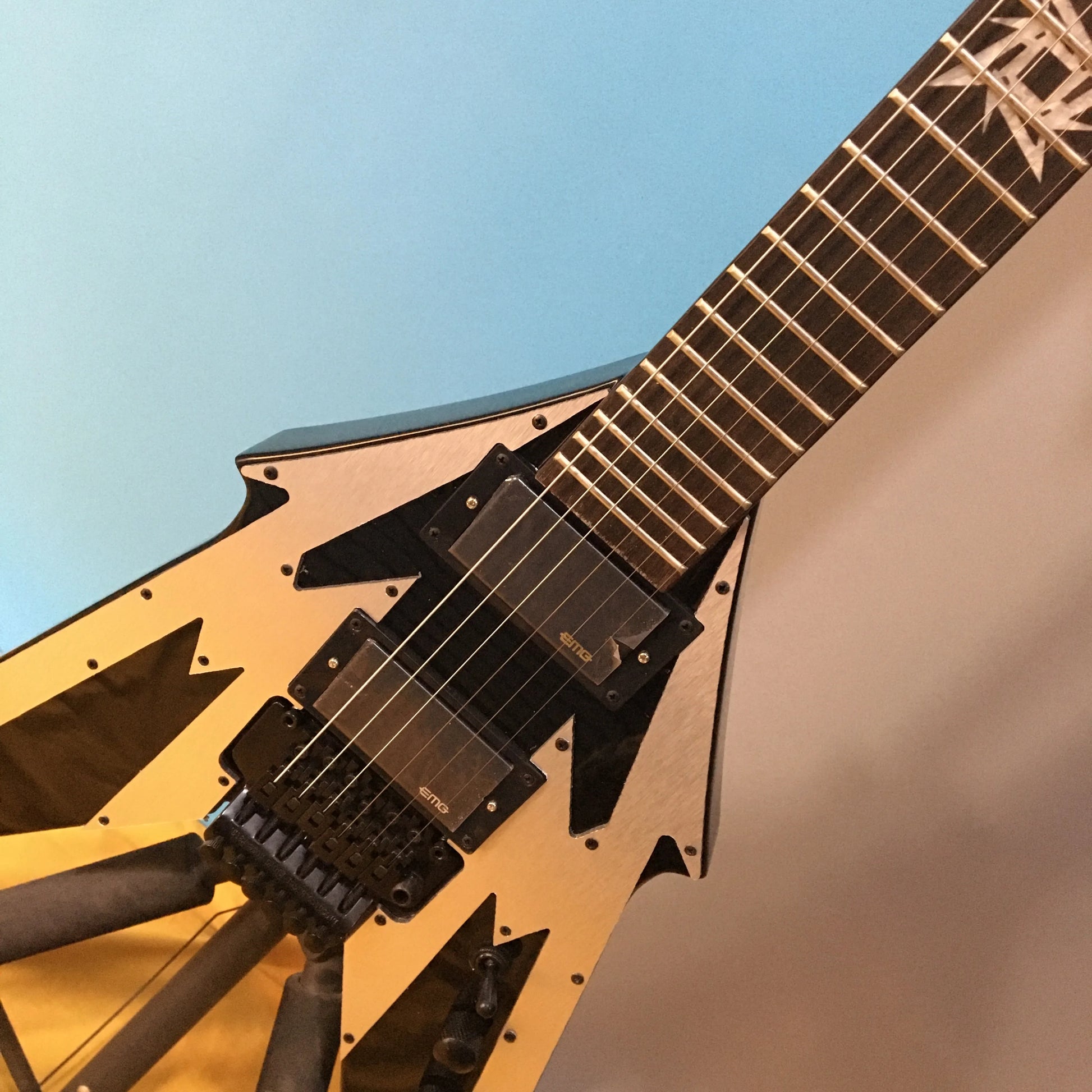 Special Custom Fly V-Shape Electric Guitar Gray Color Solid Wood HH  Hardware Fast Shipping-2