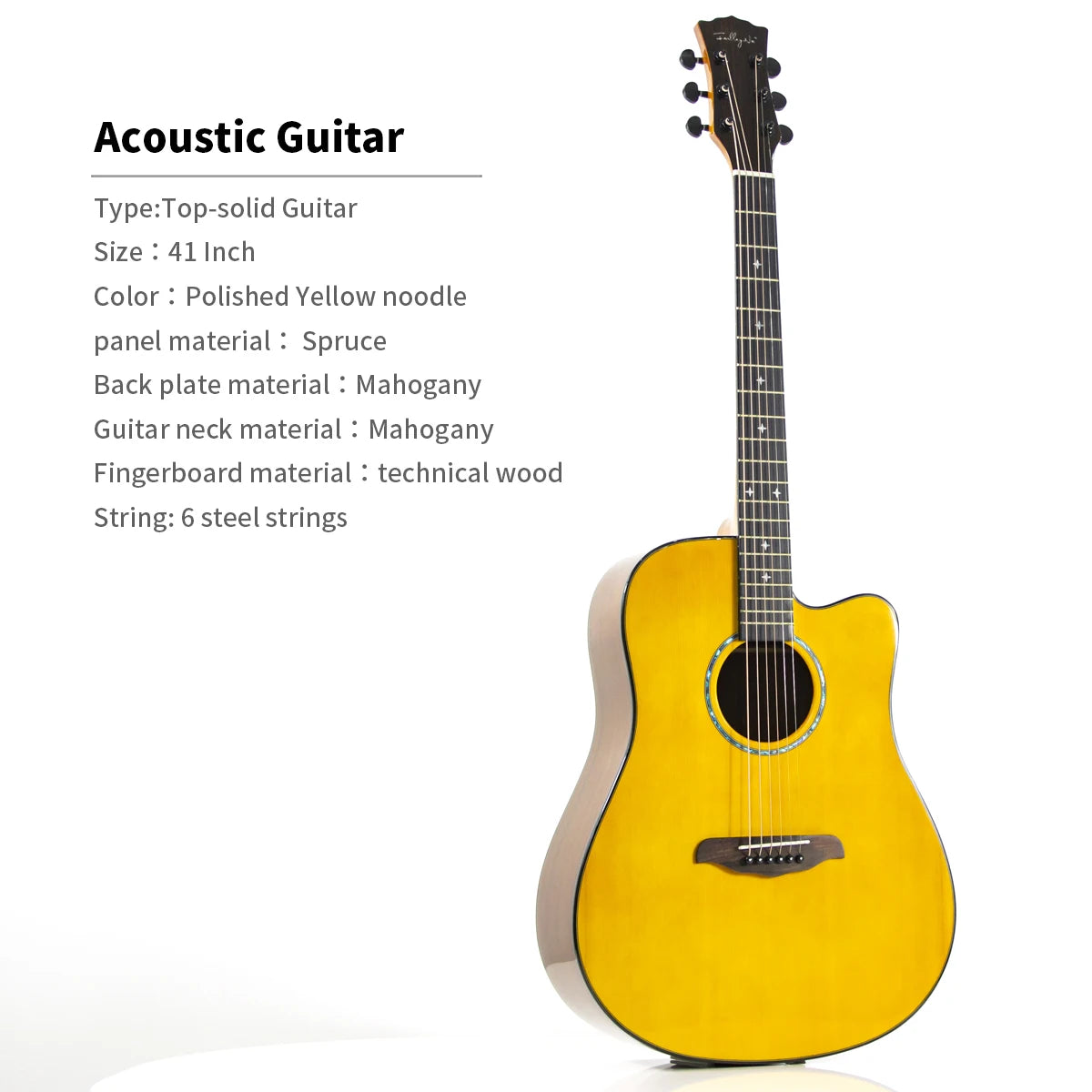 High Quality 36/40/41-Inch Acoustic Guitar Spruce-Sawn Solid Wood Folk-Style Qlossy Wholesale Price High Quality Guitar-9