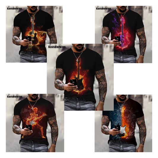 Guitar Flame T-Shirt (Various)