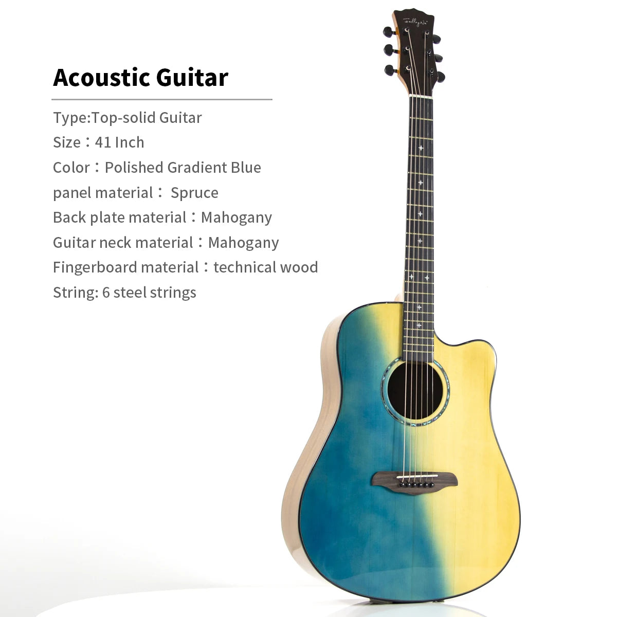 High Quality 36/40/41-Inch Acoustic Guitar Spruce-Sawn Solid Wood Folk-Style Qlossy Wholesale Price High Quality Guitar-7