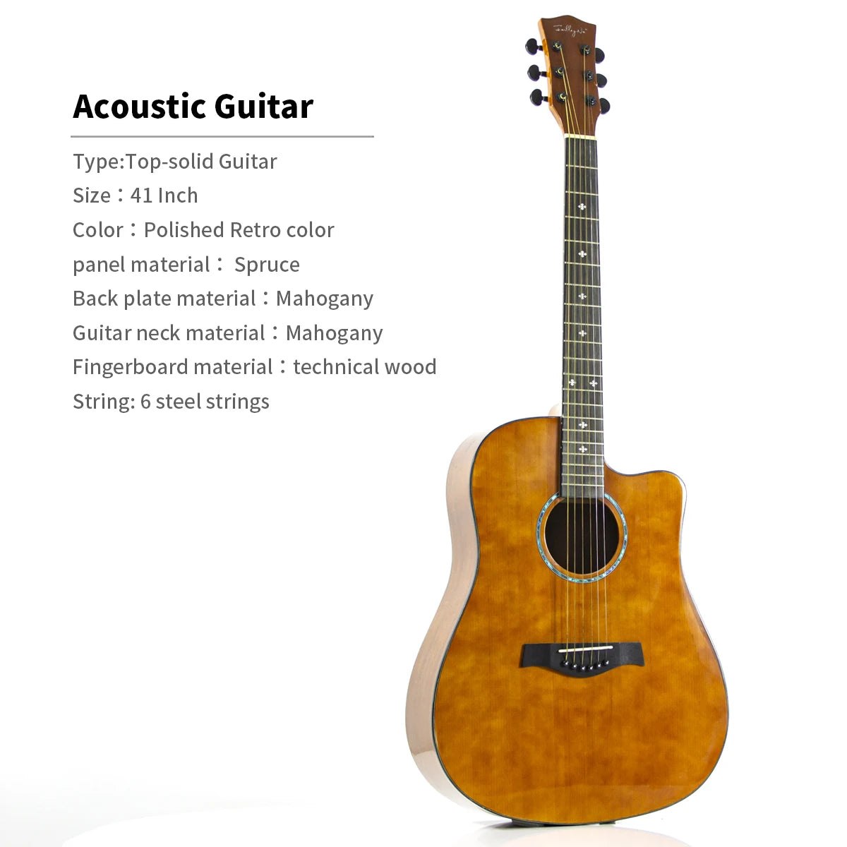High Quality 36/40/41-Inch Acoustic Guitar Spruce-Sawn Solid Wood Folk-Style Qlossy Wholesale Price High Quality Guitar-11