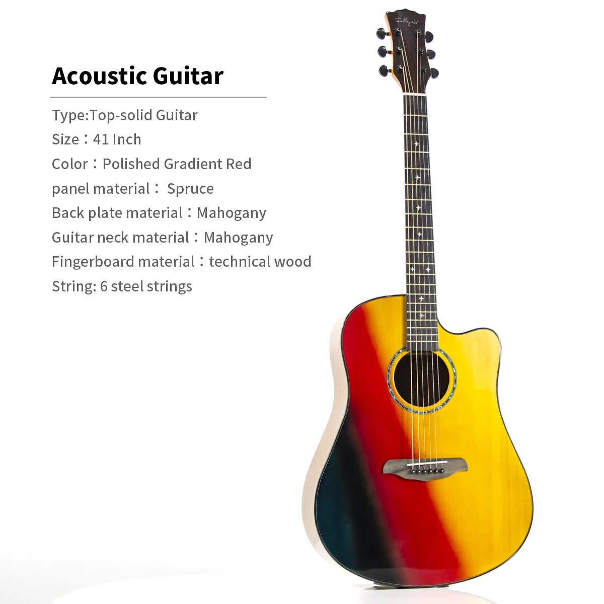 High Quality 36/40/41-Inch Acoustic Guitar Spruce-Sawn Solid Wood Folk-Style Qlossy Wholesale Price High Quality Guitar-8