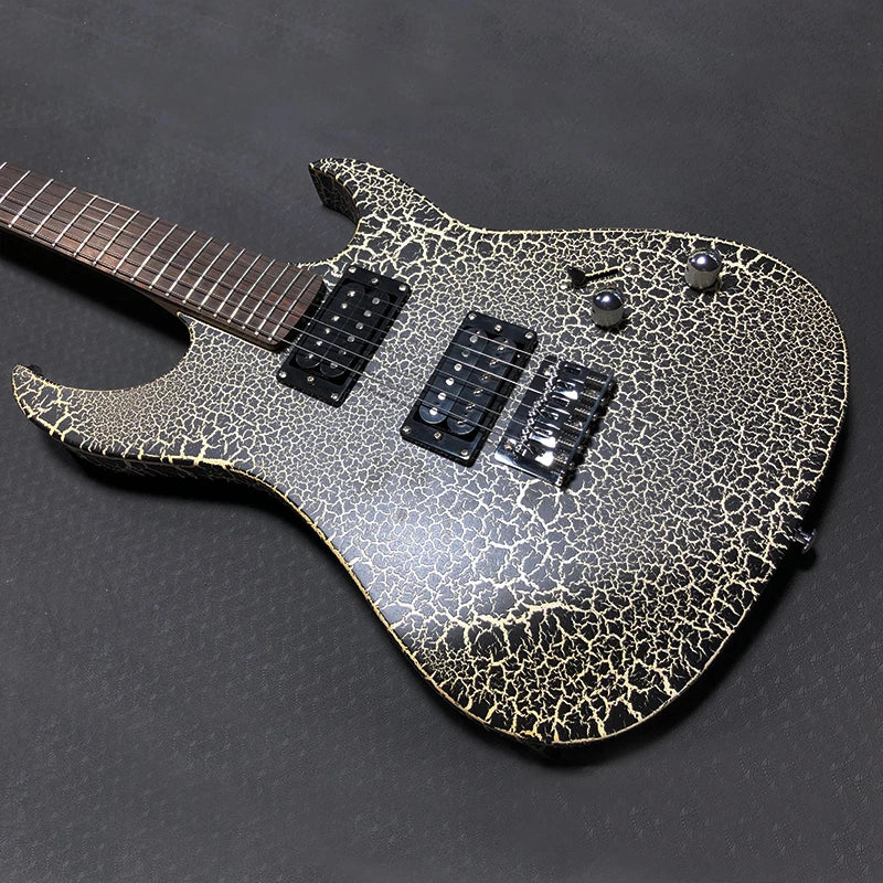 Custom OEM High Quality Cool Shaped Cheap Solid Body Unbranded Metal Rock 6 String Crackle Electric Guitar-7