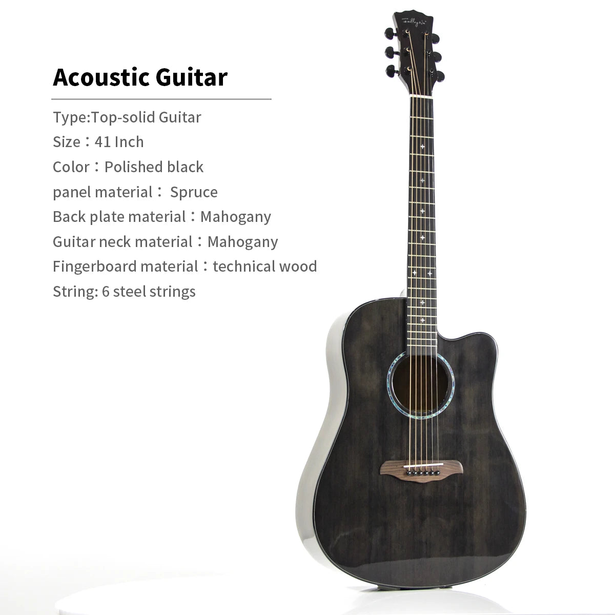 High Quality 36/40/41-Inch Acoustic Guitar Spruce-Sawn Solid Wood Folk-Style Qlossy Wholesale Price High Quality Guitar-12