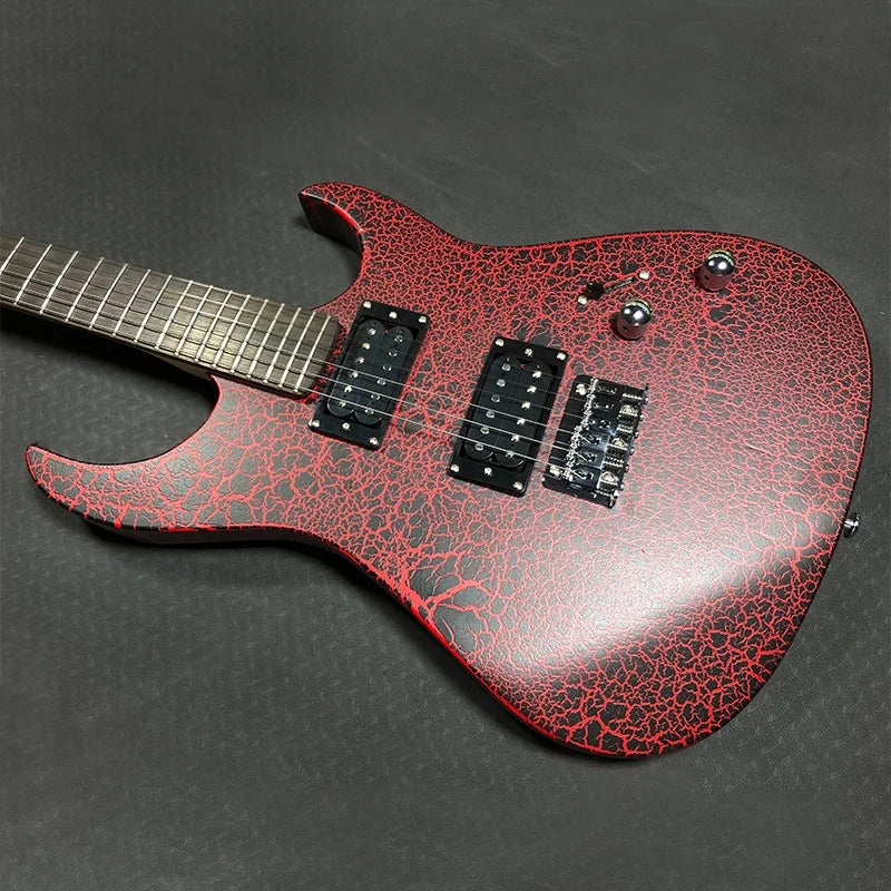 Custom OEM High Quality Cool Shaped Cheap Solid Body Unbranded Metal Rock 6 String Crackle Electric Guitar-6
