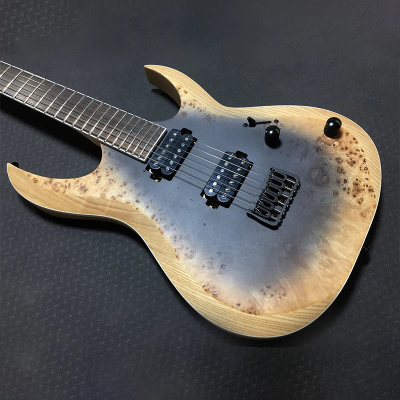 China Wholesale Custom  OEM Cheap Price Solo Ash Body Poplar Burl Top Maple Neck Metal Electric Guitar-6