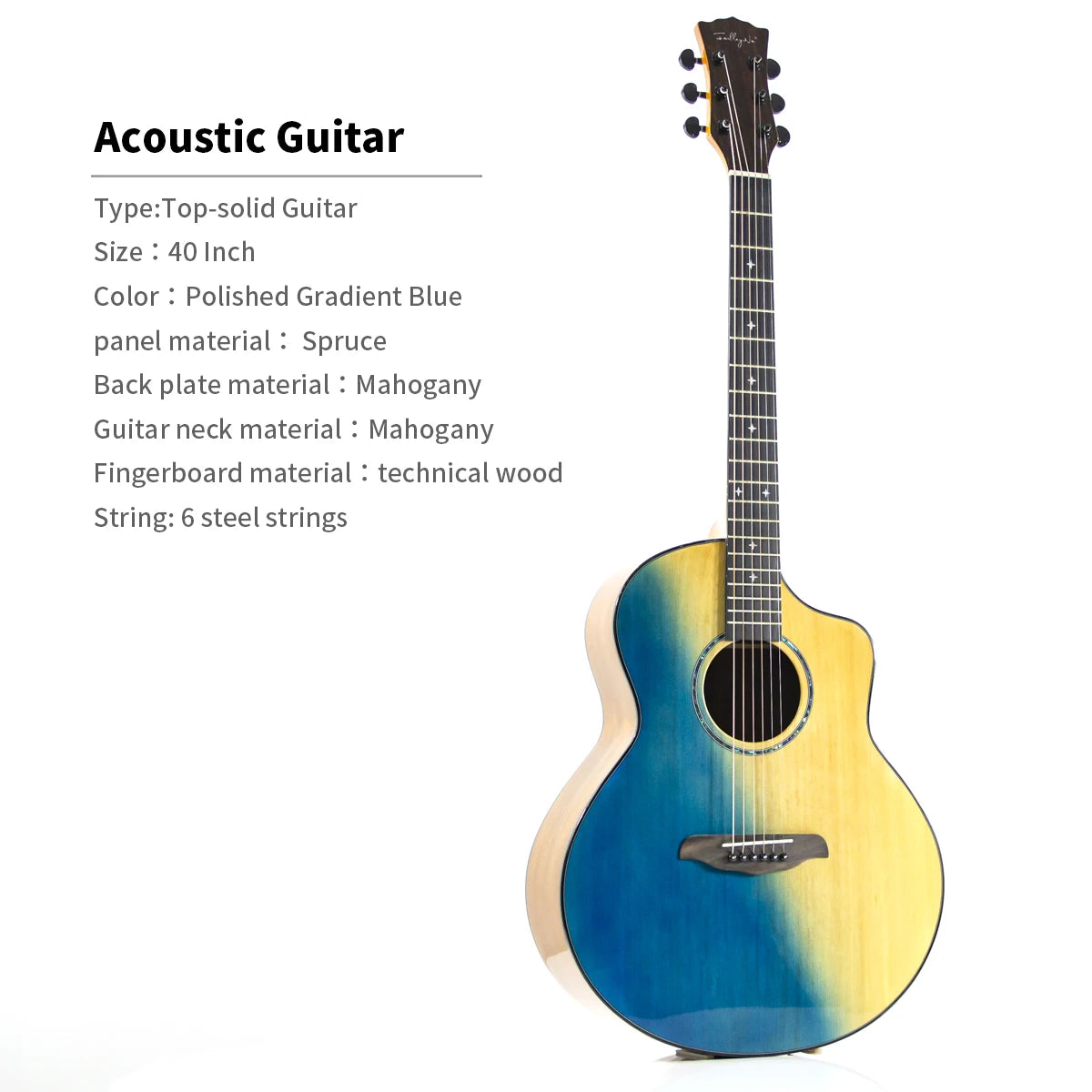 High Quality 36/40/41-Inch Acoustic Guitar Spruce-Sawn Solid Wood Folk-Style Qlossy Wholesale Price High Quality Guitar-13