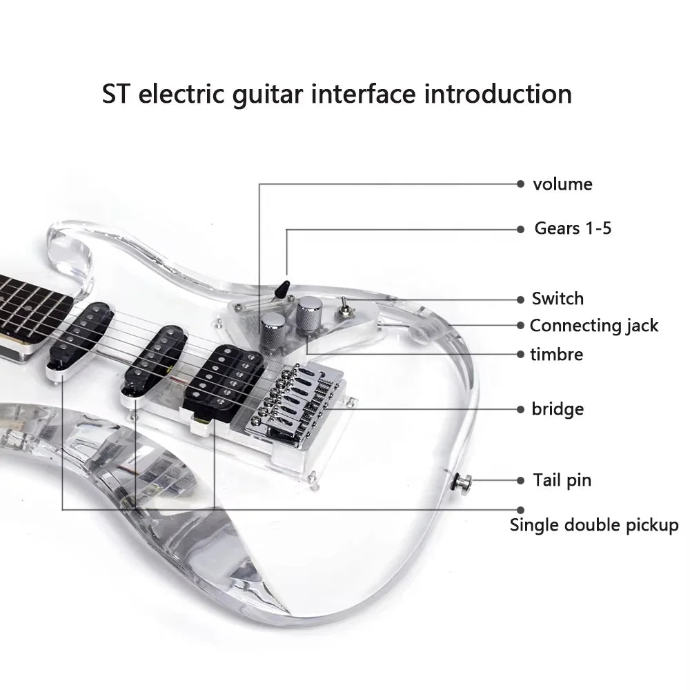 High Quality OEM Electric Guitar Single Double ST 39-Inch Entry-Level Acrylic/Wood 6 Strings ST Electric Guitar for Beginner-1
