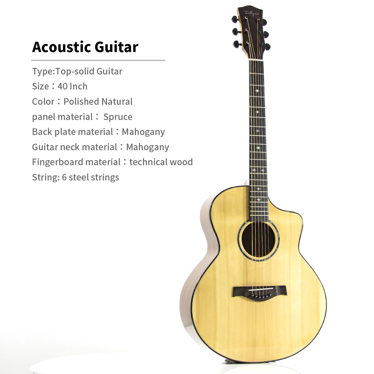 High Quality 36/40/41-Inch Acoustic Guitar Spruce-Sawn Solid Wood Folk-Style Qlossy Wholesale Price High Quality Guitar-16