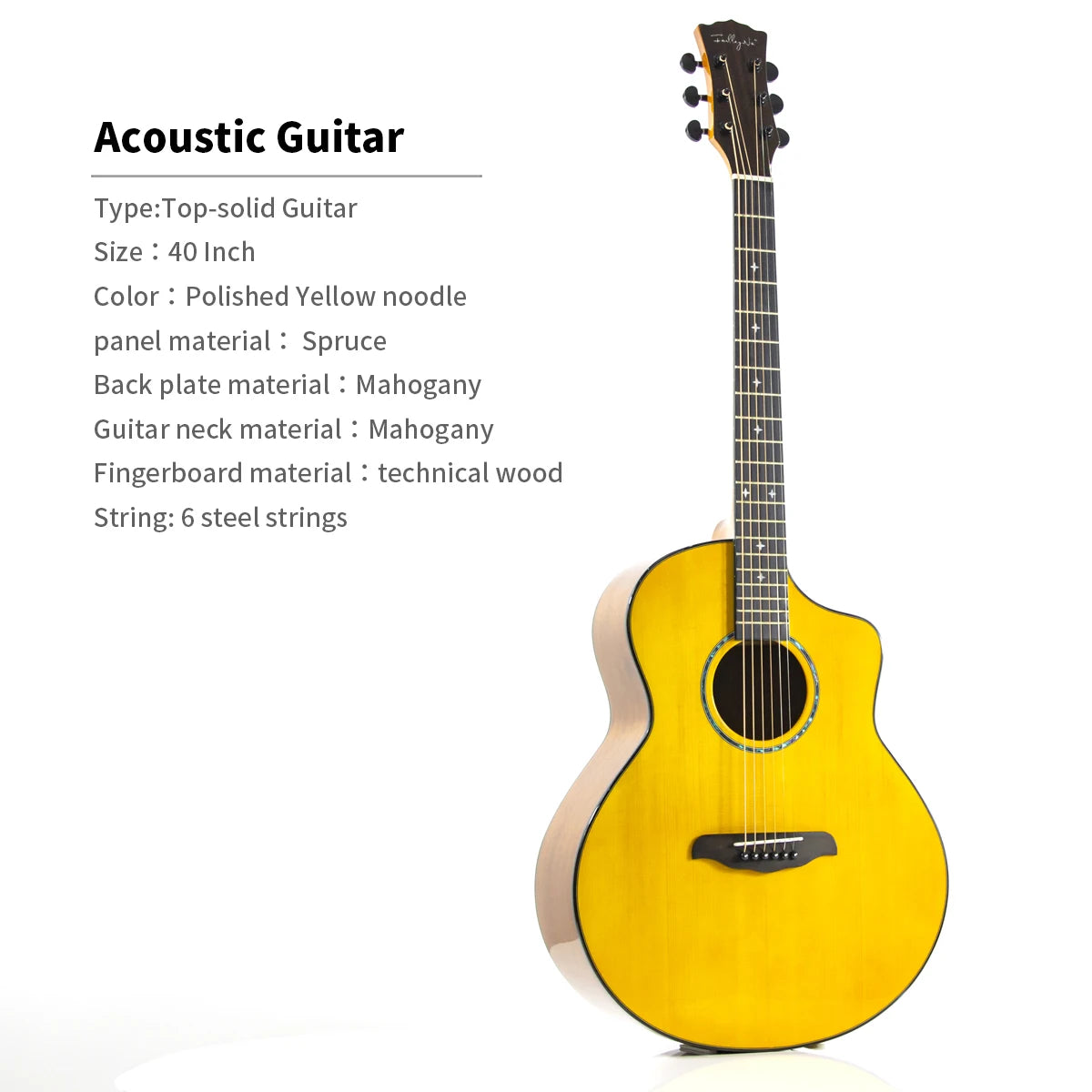 High Quality 36/40/41-Inch Acoustic Guitar Spruce-Sawn Solid Wood Folk-Style Qlossy Wholesale Price High Quality Guitar-15